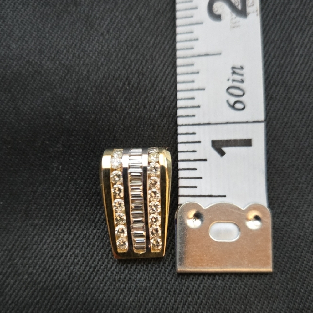 LADY'S VINTAGE 18K YELLOW GOLD NATURAL DIAMOND SLIDE ENHANCER PENDANT - Picture 4 of 15